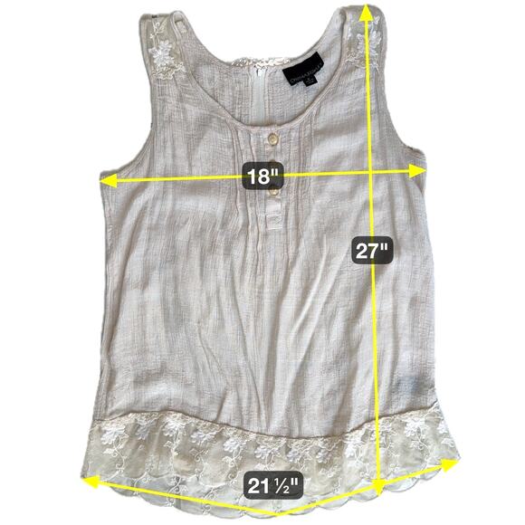 Cynthia Rowley Cream Sleeveless Top Womens Medium Lace Romantic Flirty Coquette - Picture 3 of 14
